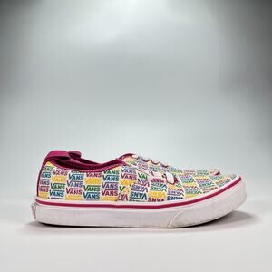 Vans Kids Authentic Elastic Pink Rainbow Sneakers Slip On 500714 Youth Size 3